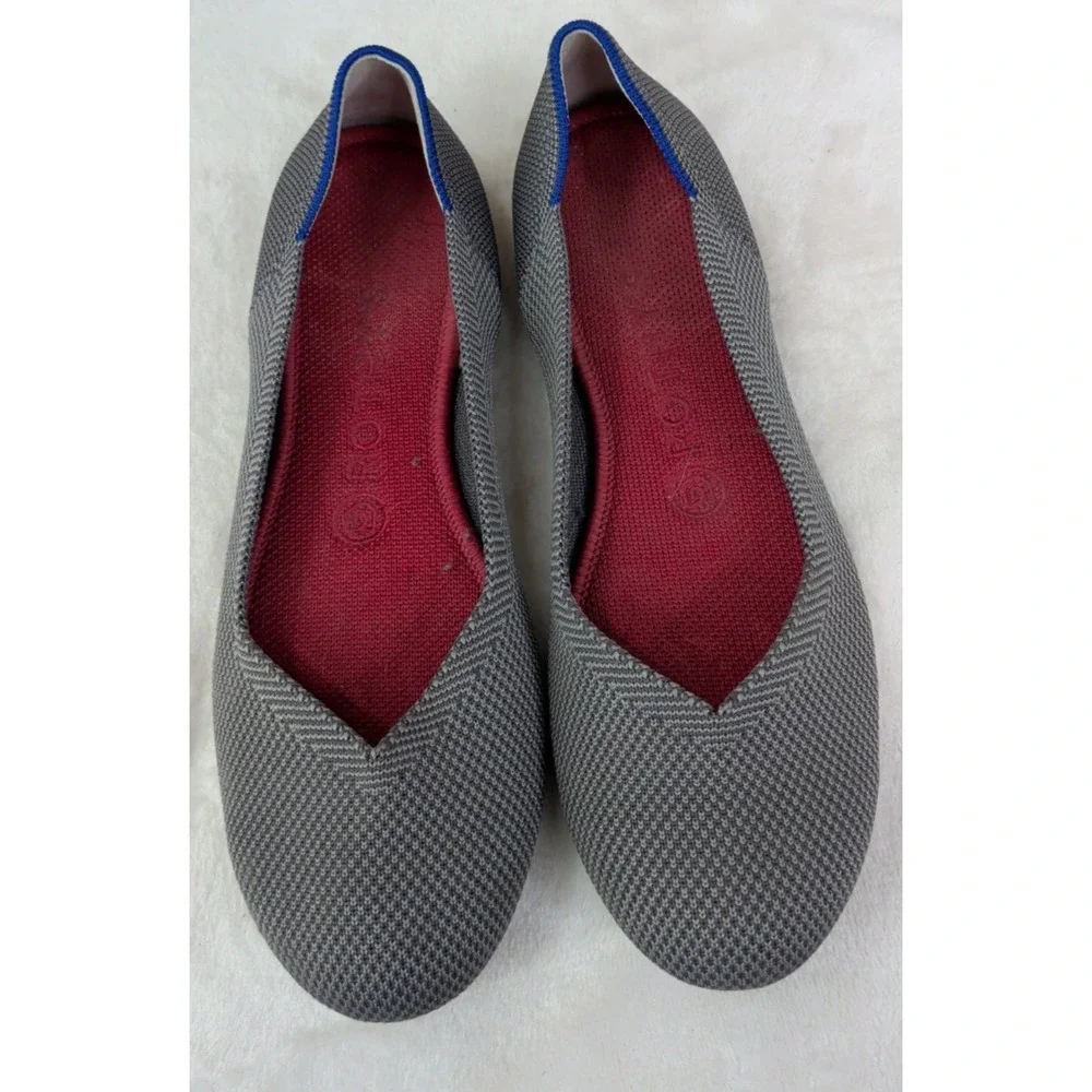 Rothys 'The Flat' Round Toe Gray Birdseye Slip On flats